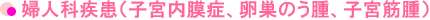 婦人疾患（子宮内膜症・卵巣のう腫、子宮筋腫）など