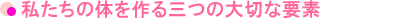 私たちの体を作る三つの大切な要素