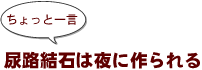 ～ちょっと一言：尿路結石は夜に作られる