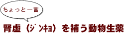 ～ちょっと一言：腎虚（ｼﾞﾝｷｮ）を補う動物生薬
