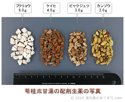 苓桂朮甘湯の配剤生薬の写真