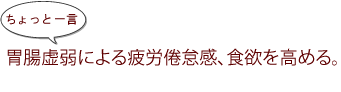 ~ちょっと一言:胃腸虚弱による疲労感、まず食べる。